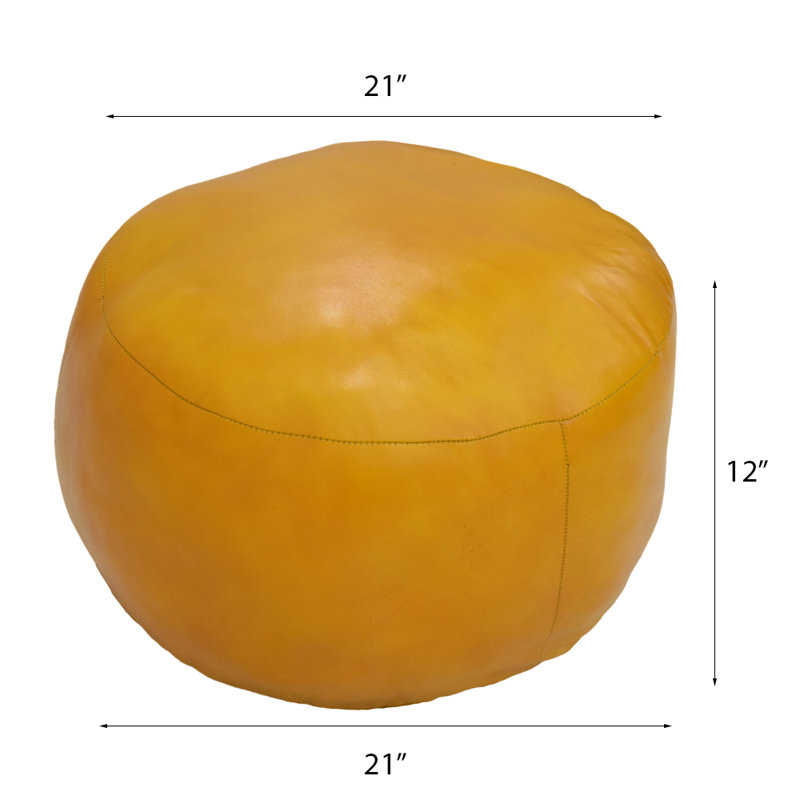 17 Stories 21" Wide Genuine Leather Round Pouf Ottoman Wayfair